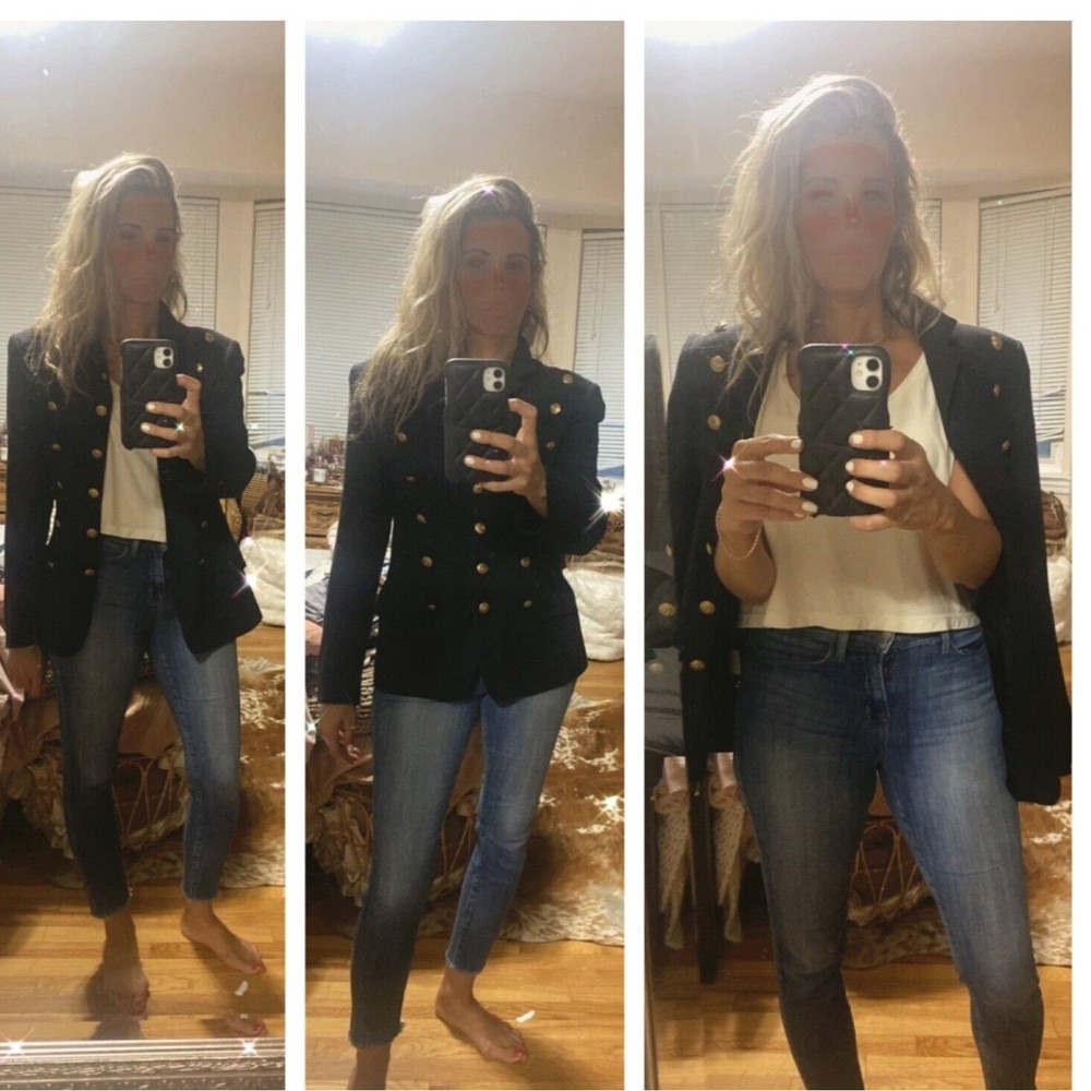 Vintage 80s/90s Navy Blazer / Jacket with Gold Buttons 4/ Small Wool Stunning!